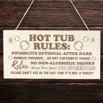 Hot Tub Rules Engraved Wood Sign Garden Sign Hot Tub Sign
