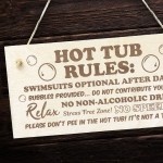 Hot Tub Rules Engraved Wood Sign Garden Sign Hot Tub Sign