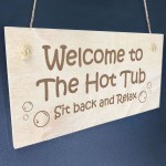 Wooden Engraved Hot Tub Sign For Outside Garden Sign Wall Decor