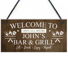 Vintage Bar And Grill Man Cave BBQ Shed Sign Personalised Beer