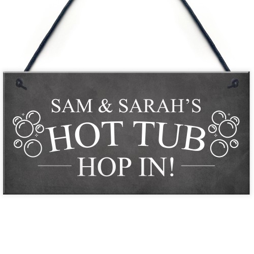 Personalised Hot Tub Sign Hanging Wall Garden Plaque Shed Sign