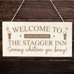 Funny Bar Sign STAGGER INN Engraved Sign Landlord Gift Pub Sign