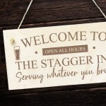 Funny Bar Sign STAGGER INN Engraved Sign Landlord Gift Pub Sign