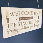 Funny Bar Sign STAGGER INN Engraved Sign Landlord Gift Pub Sign