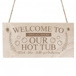 Hot Tub Accessories Wood Sign Engraved Hot Tub Sign For Garden
