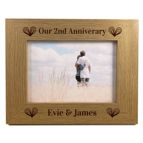 2nd Anniversary Gift 7x5 Wooden Photo Frame Anniversary Gift