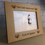 2nd Anniversary Gift 7x5 Wooden Photo Frame Anniversary Gift