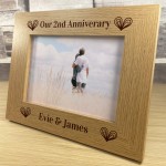 2nd Anniversary Gift 7x5 Wooden Photo Frame Anniversary Gift