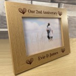 2nd Anniversary Gift 7x5 Wooden Photo Frame Anniversary Gift