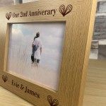 2nd Anniversary Gift 7x5 Wooden Photo Frame Anniversary Gift