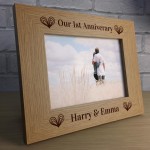 1st Anniversary Gift 7x5 Wooden Photo Frame Anniversary Gift