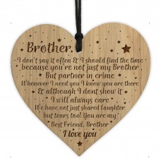 Brother Gifts From Sister Engraved Wooden Heart Birthday Gift
