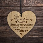 Cousin Gift Engraved Wooden Heart Birthday Christmas Gift