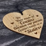 Cousin Gift Engraved Wooden Heart Birthday Christmas Gift