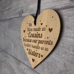Cousin Gift Engraved Wooden Heart Birthday Christmas Gift