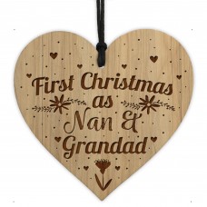 First Christmas Nan And Grandad Engraved Wood Bauble Gift 