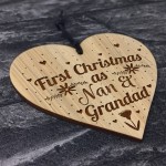 First Christmas Nan And Grandad Engraved Wood Bauble Gift 