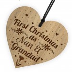 First Christmas Nan And Grandad Engraved Wood Bauble Gift 