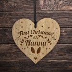 First Christmas Nanna Wooden Engraved Bauble Gift For Nanna