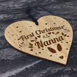 First Christmas Nanna Wooden Engraved Bauble Gift For Nanna