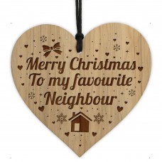 Christmas Gift For Neighbour Wooden Engraved Bauble Decoration