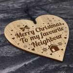 Christmas Gift For Neighbour Wooden Engraved Bauble Decoration