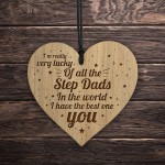 STEP DAD Gift Wood Engraved Heart Birthday Christmas Gift