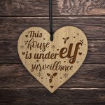 Novelty Elf Christmas Tree Decoration Engraved Wood Bauble Gift 