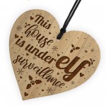 Novelty Elf Christmas Tree Decoration Engraved Wood Bauble Gift 