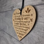 Best Friend Christmas Gift Engraved Wood Heart Friendship Plaque