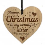 Christmas Gift For Sister Wood Engraved Heart Best Friend Sister