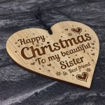 Christmas Gift For Sister Wood Engraved Heart Best Friend Sister