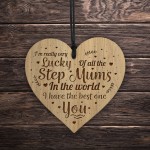 Thank You STEP MUM Gift Wood Engraved Heart Birthday Christmas