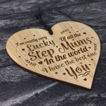 Thank You STEP MUM Gift Wood Engraved Heart Birthday Christmas