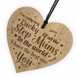 Thank You STEP MUM Gift Wood Engraved Heart Birthday Christmas