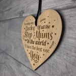 Thank You STEP MUM Gift Wood Engraved Heart Birthday Christmas