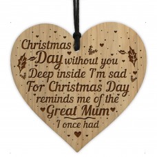 Memorial Bauble For Mum Wooden Christmas Tree Decoration