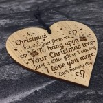 Wooden Christmas Tree Decoration Bauble Friendship Gift Poem