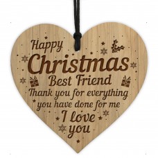 Christmas Gift For BEST FRIEND Engraved Wood Heart Friendship