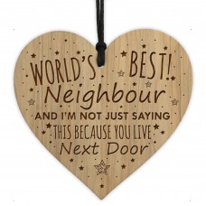 Gift For Neighbour Funny Engraved Wood Heart Friendship Gift New