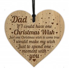 Dad Memorial Christmas Tree Decoration Engraved Wood Heart