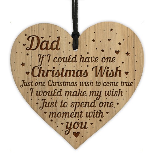 Dad Memorial Christmas Tree Decoration Engraved Wood Heart