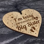 Big Sister Gift Pregnancy Announcement Gift Engraved Wood Heart