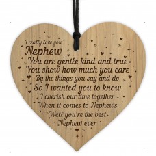 Nephew Gifts Engraved Wood Heart Nephew Christmas Birthday
