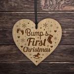 Babys 1st Christmas Bauble Engraved Wood Heart Christmas Decor