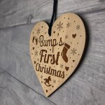 Babys 1st Christmas Bauble Engraved Wood Heart Christmas Decor