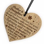Mother And Daughter Gift Engraved Wood Heart Birthday Christmas