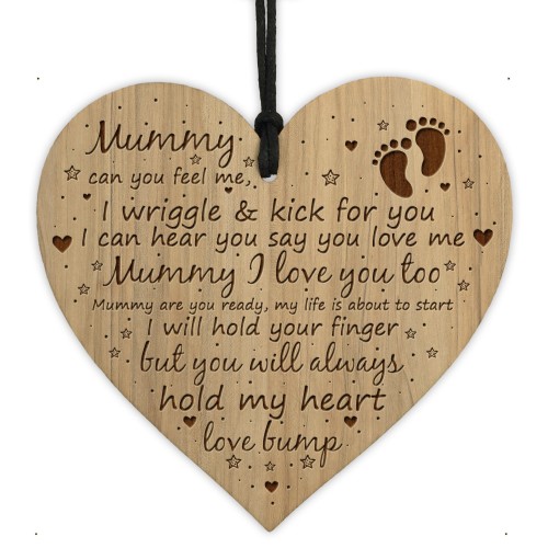 Mummy To Be Gift From Bump Engraved Wood Heart Birthday Xmas