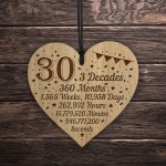 Funny 30th Birthday Gift For Him Her Engraved Wood Heart