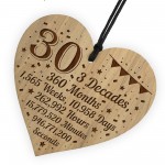 Funny 30th Birthday Gift For Him Her Engraved Wood Heart